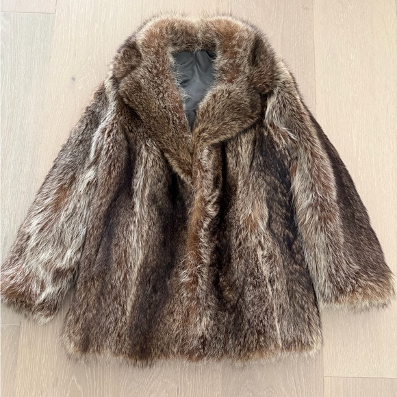 Jackets & Blazers - Classic Brown Real Fur Coat - Women's Jacket